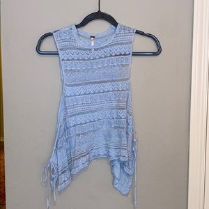 Free People Blue Crochet Top